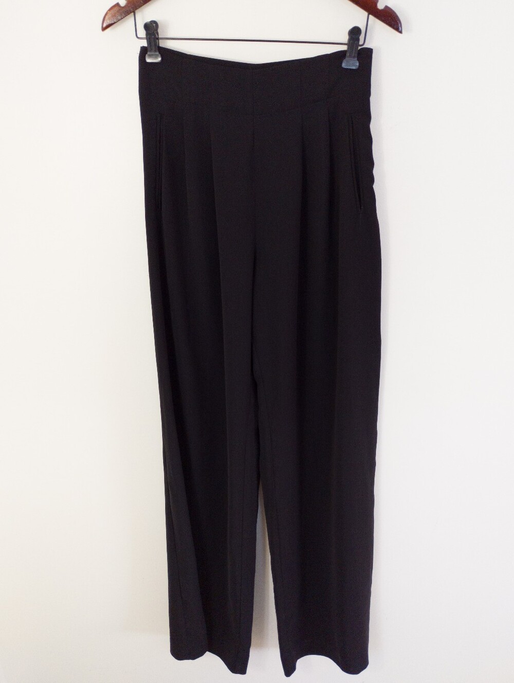 Parker High Waisted Pleated Wide Leg Trousers Black Size 4